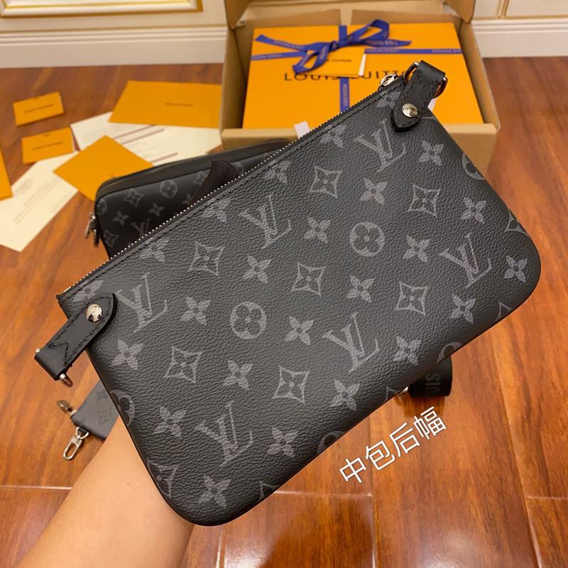 Louis Vuitton, Bags, Monogrameclipse Trio Messenger Shoulder Crossbody Bag  Diagonal Black